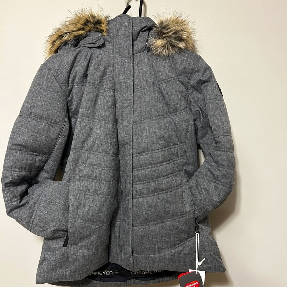 Obermeyer Charcoal Jacket with Faux Fur Trim